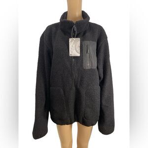 Speed Your Run Mens Black Fleece Zip-Up Jacket size L
